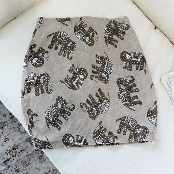 Vintage Elephant Print Skirt - Picture 1 of 3
